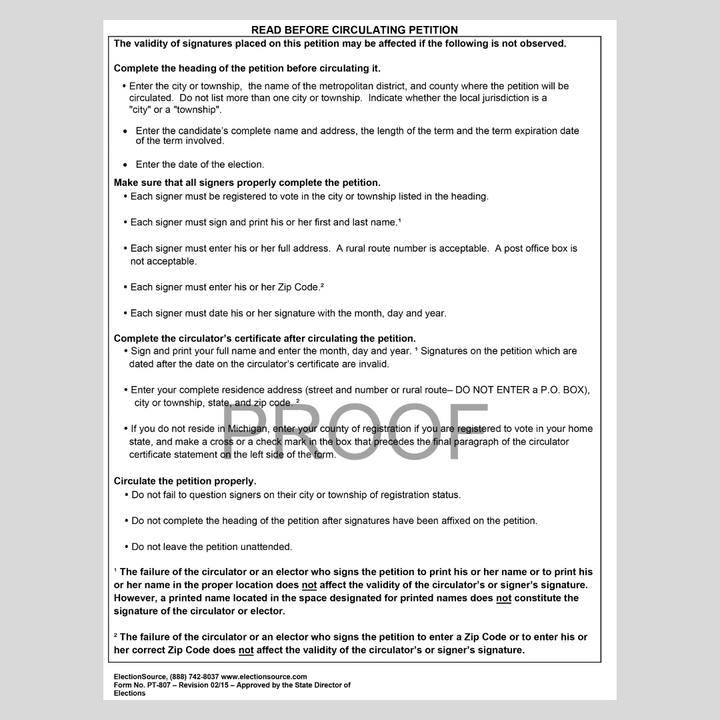 Nominating Petition-Metropolitan District (PT-807)
