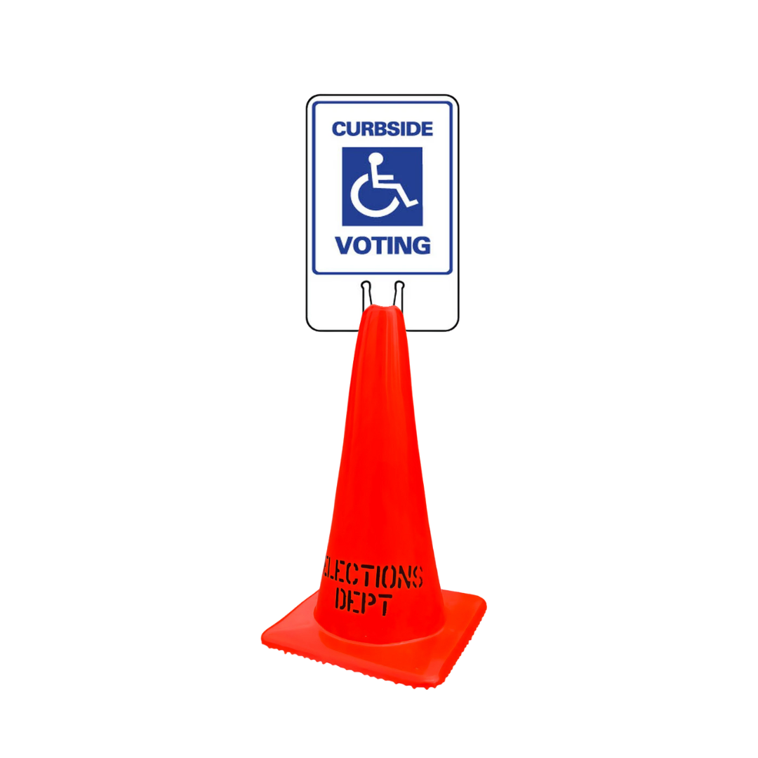 CURBSIDE VOTING DOUBLE-SIDED Cone Topper Sign SG-103I2