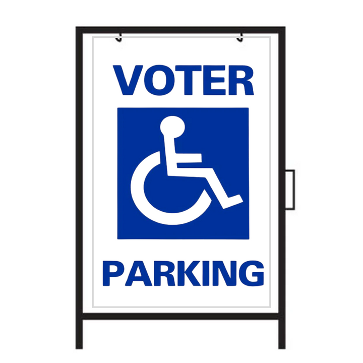 Letrero metálico de doble cara con marco en forma de A para estacionamiento de votantes (SG-104A2)