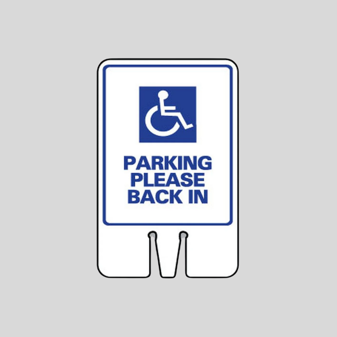 PARKING PLEASE BACK IN Double-Sided Cone Topper Sign (SG-107I2)