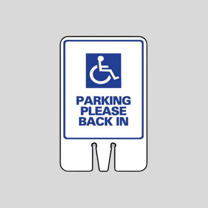 PARKING PLEASE BACK IN Double-Sided Cone Topper Sign (SG-107I2)