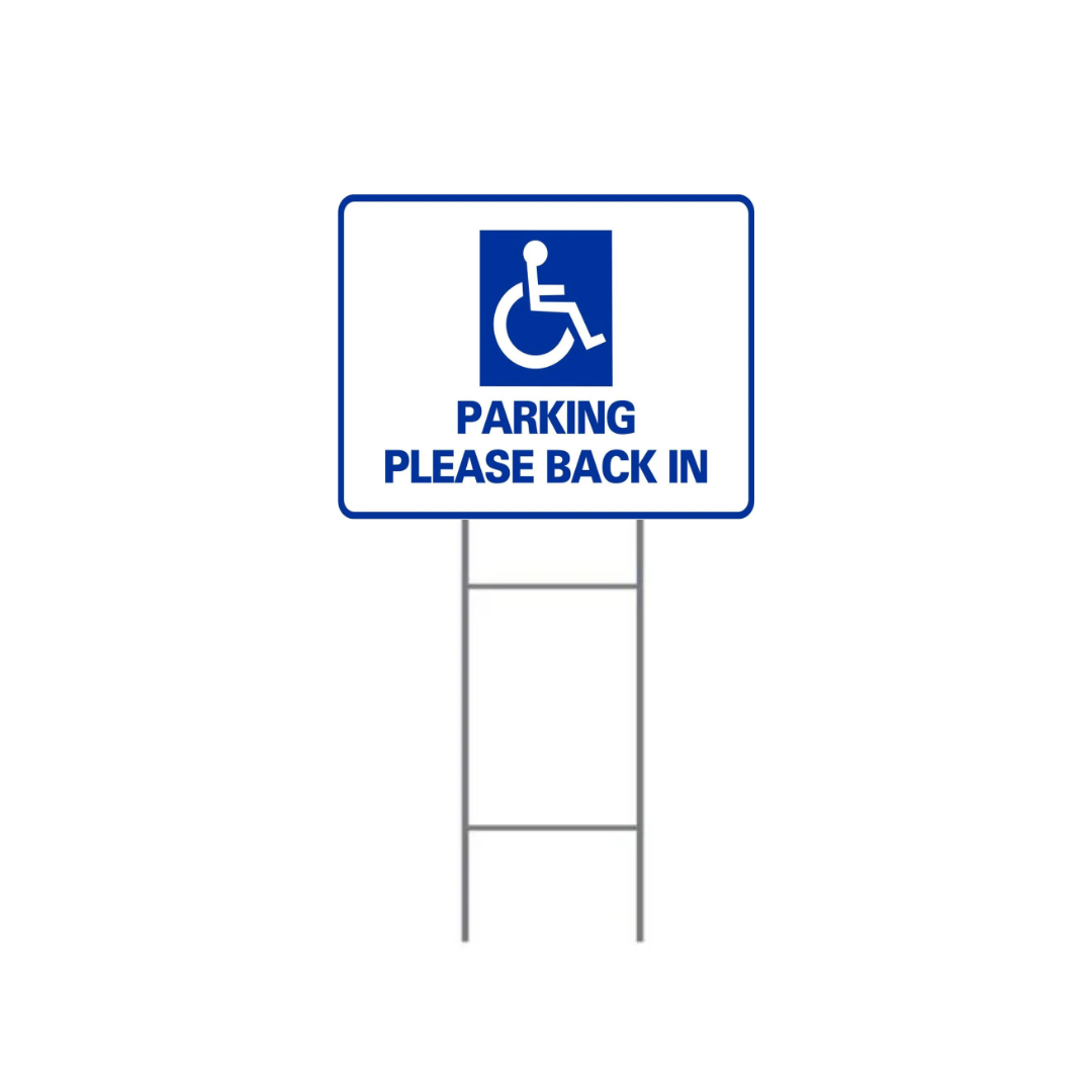PARKING PLEASE BACK IN H-Stake Sign (SG-107D2)