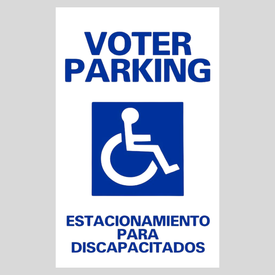 VOTER PARKING ESTACIONAMIENTO PARA DISCAPACITADOS DOUBLE-SIDED Metal A-Frame Sign (SG-108A2)
