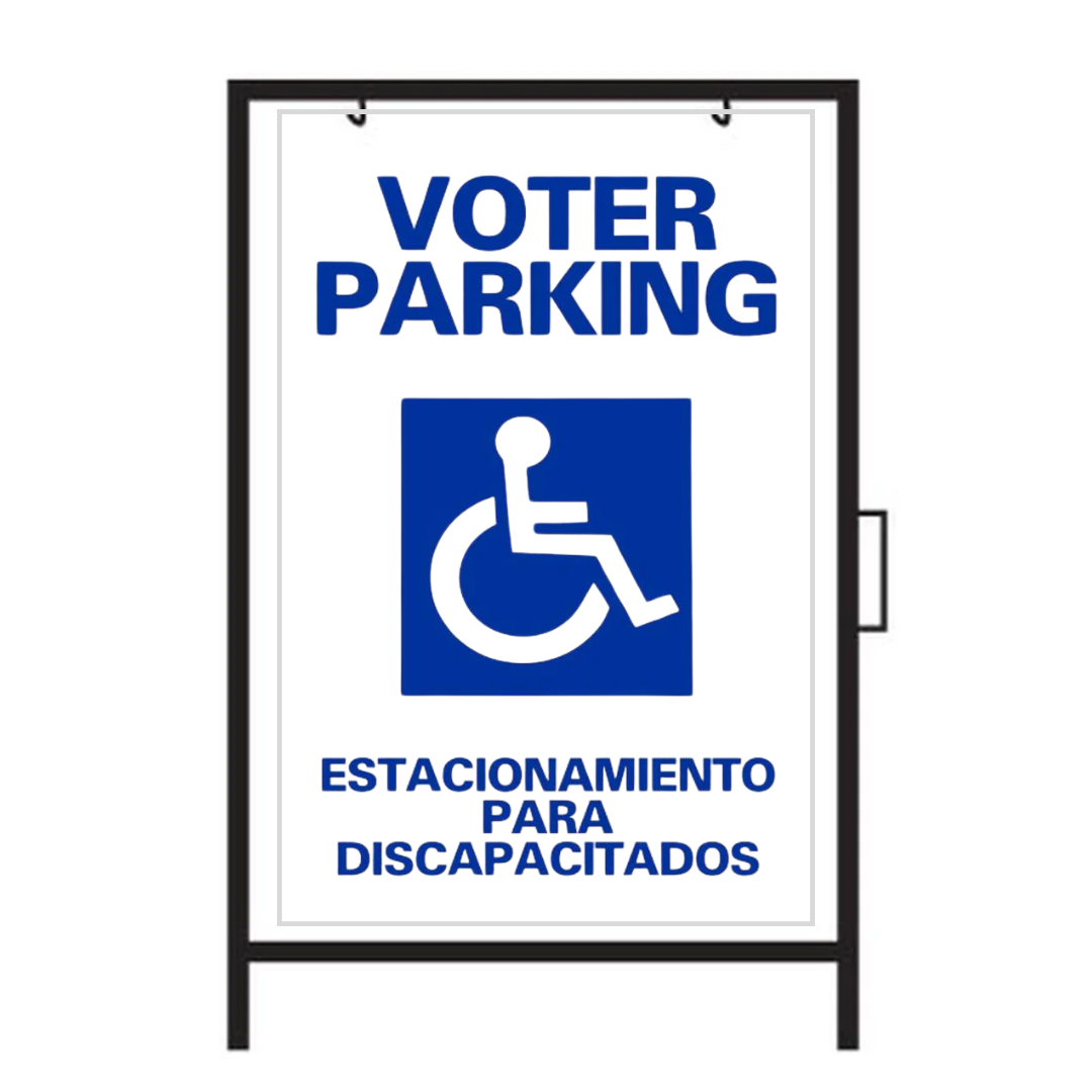 VOTER PARKING ESTACIONAMIENTO PARA DISCAPACITADOS DOUBLE-SIDED Metal A-Frame Sign (SG-108A2)