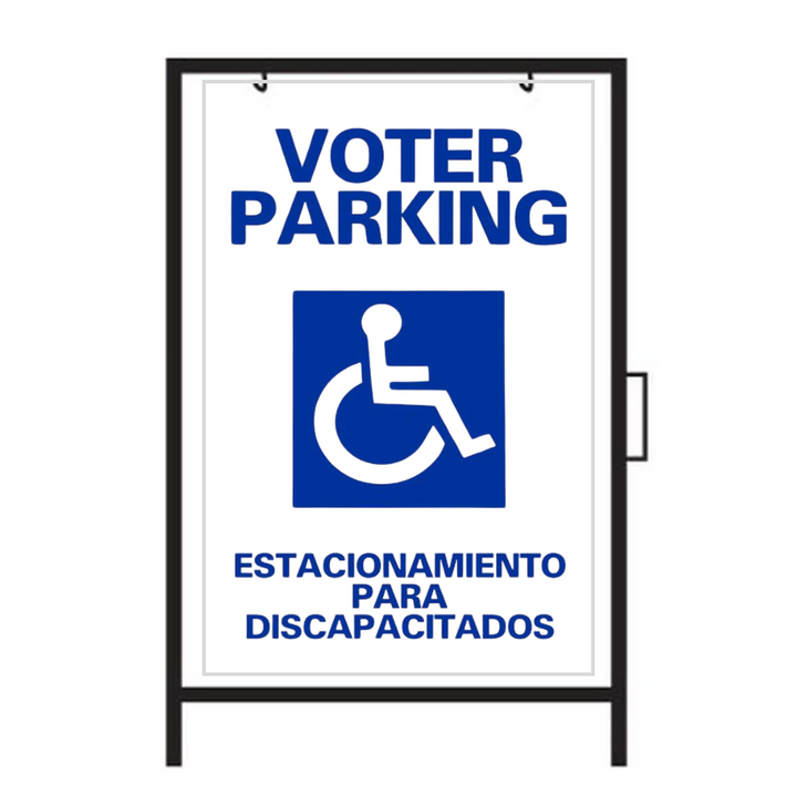 VOTER PARKING ESTACIONAMIENTO PARA DISCAPACITADOS DOUBLE-SIDED Metal A-Frame Sign (SG-108A2)