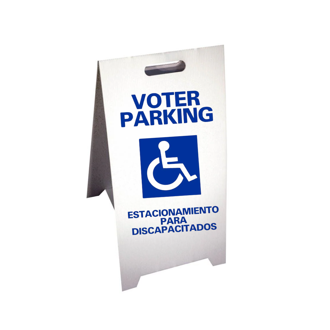VOTER PARKING ESTACIONAMIENTO PARA DISCAPACITADOS Corrugated A-Frame Sign (SG-108F)