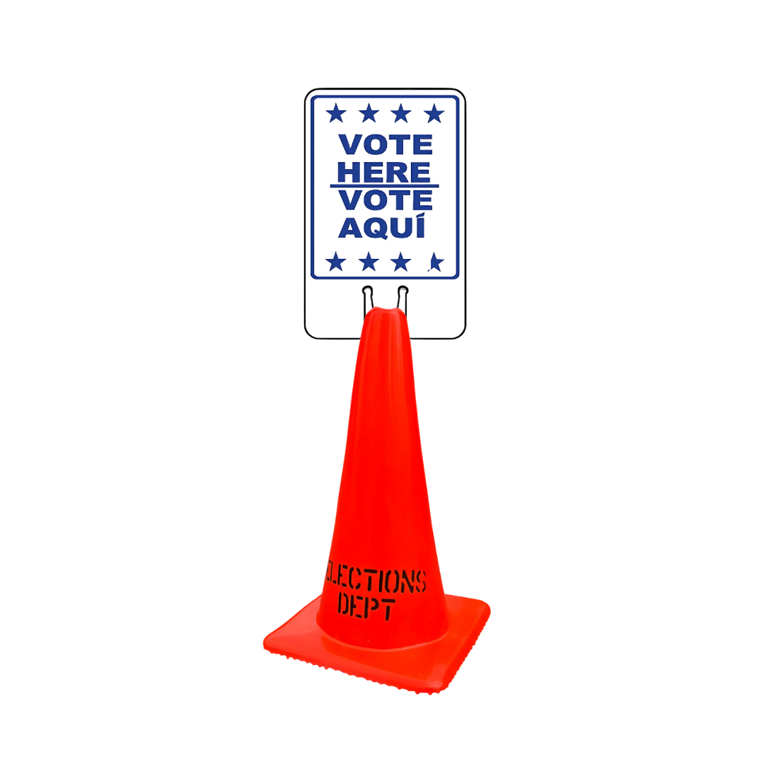 VOTE HERE/VOTE AQUI STAR Double-Sided Cone Topper Sign SG-205I2