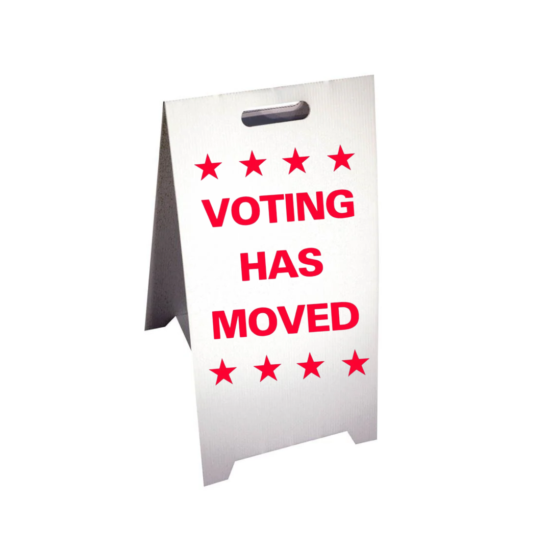 VOTING HAS MOVED Corrugated A-Frame Sign (SG-206F)