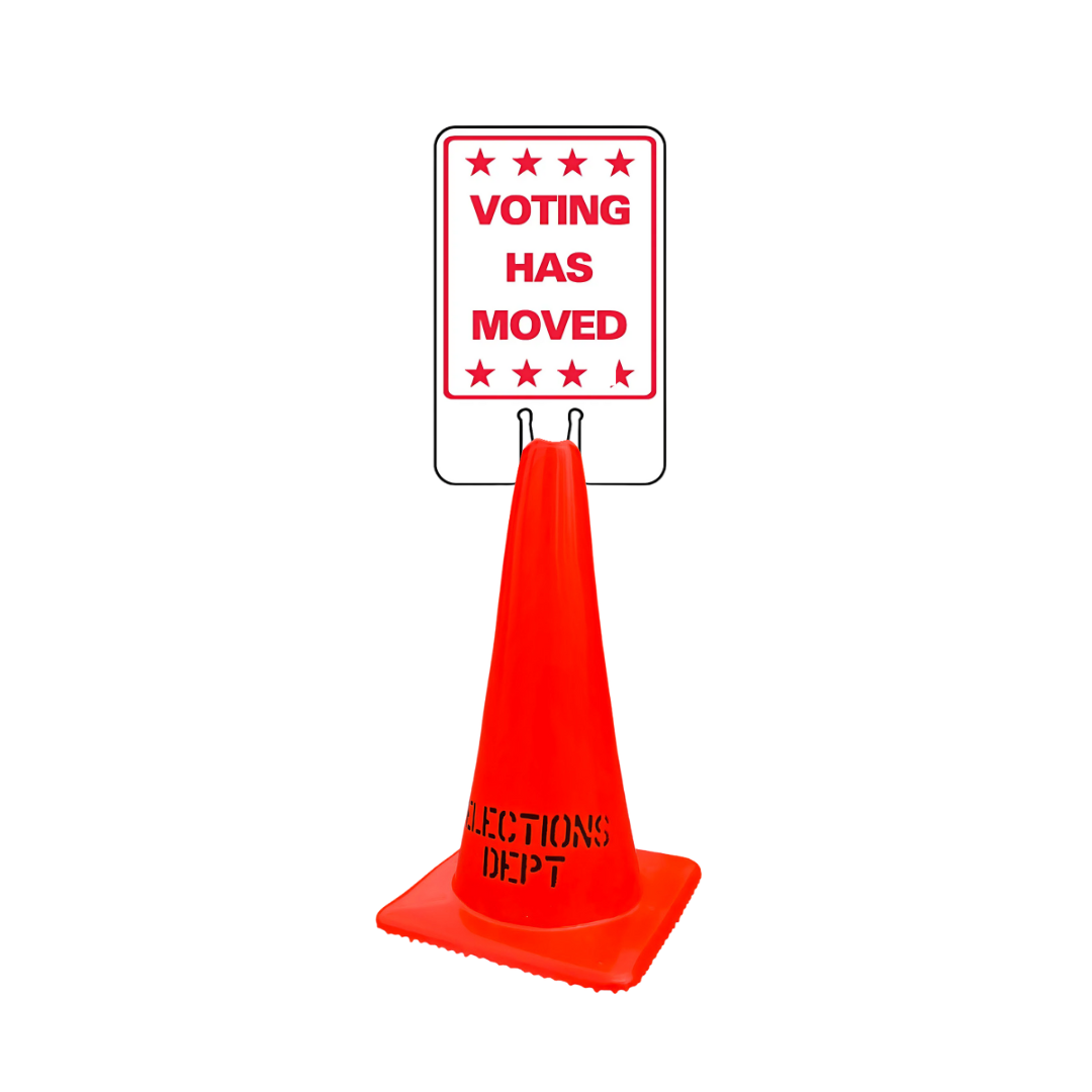 VOTING HAS MOVED Cone Topper Sign (SG-206I1)