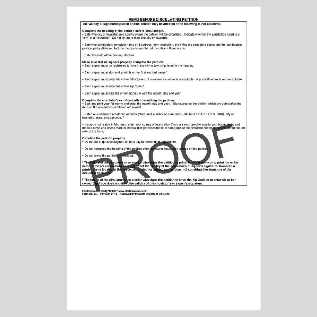 Nominating Petition - City-Township Partisan (PT-804)