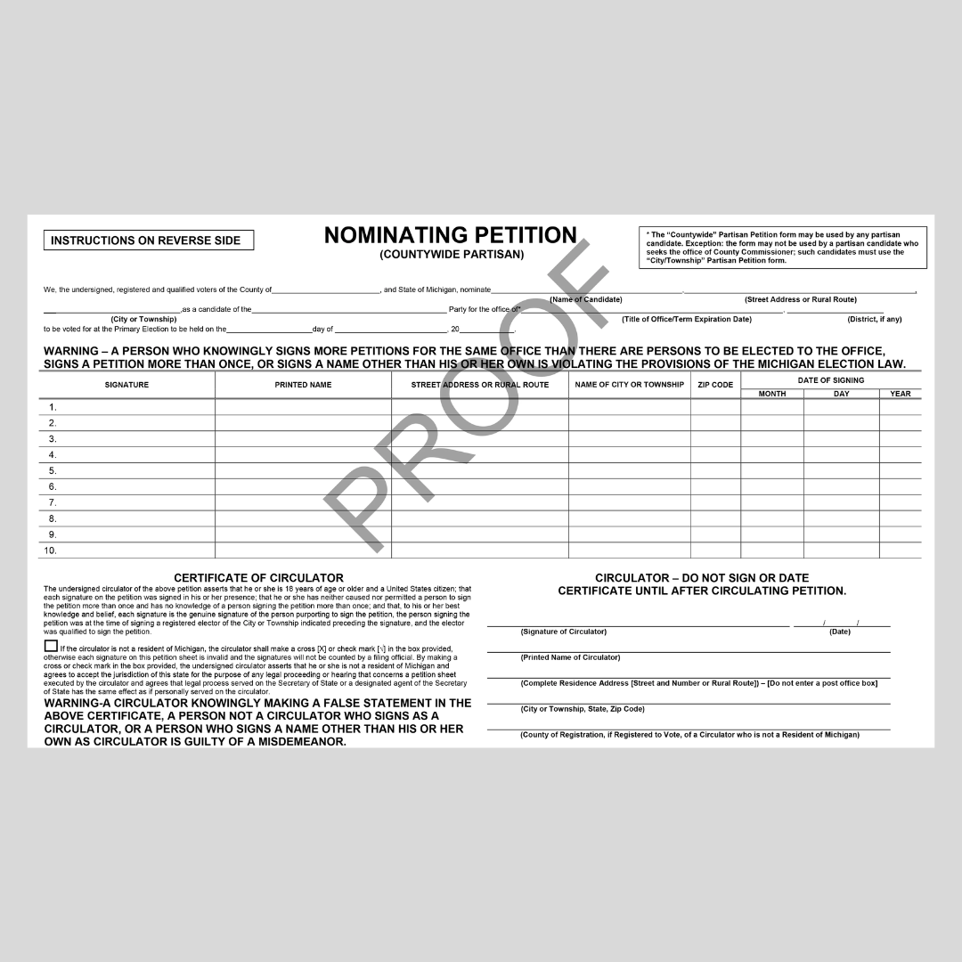 Nominating Petition (County Wide Partisan) PT-810