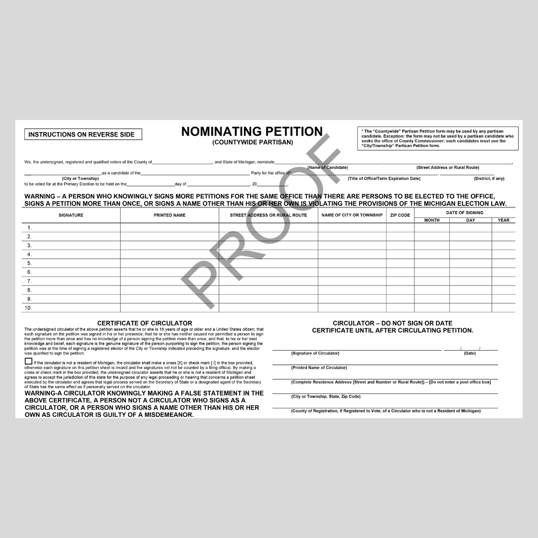 Petición de nominación (partidario de todo el condado)