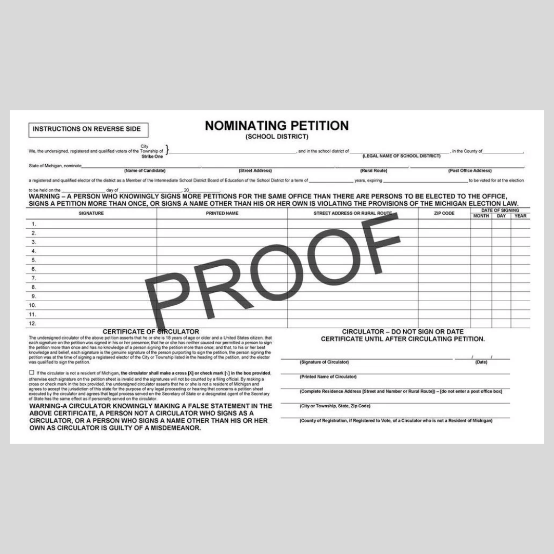 Nominating Petition (School District) PT-820