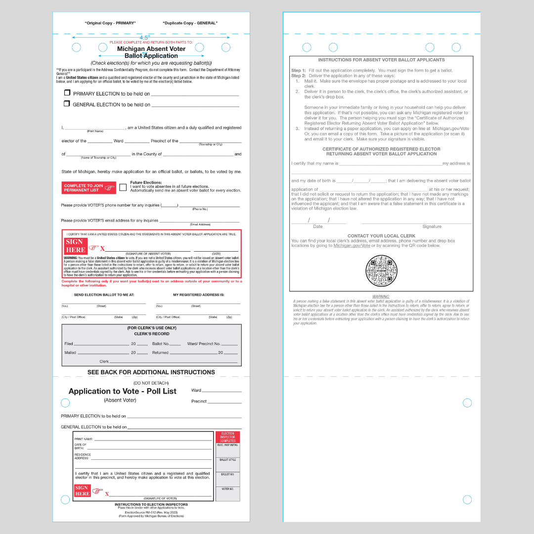 Application for Absent Voter Ballot - Dual (FM-512)