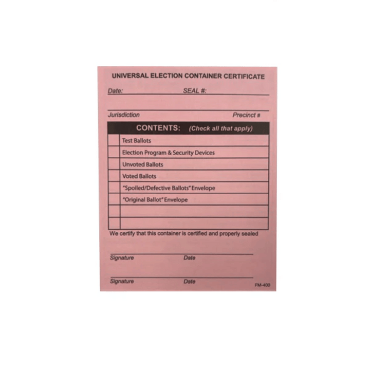Universal Election Security Certificate (FM-400)