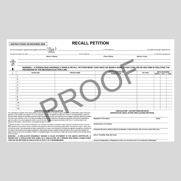 Recall Petition (PT-816)