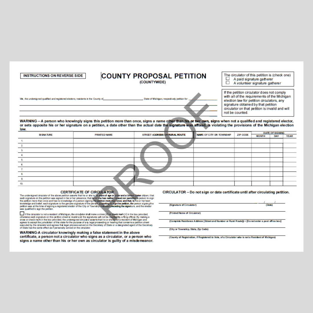 County Proposal Petition (County Wide) PT-845