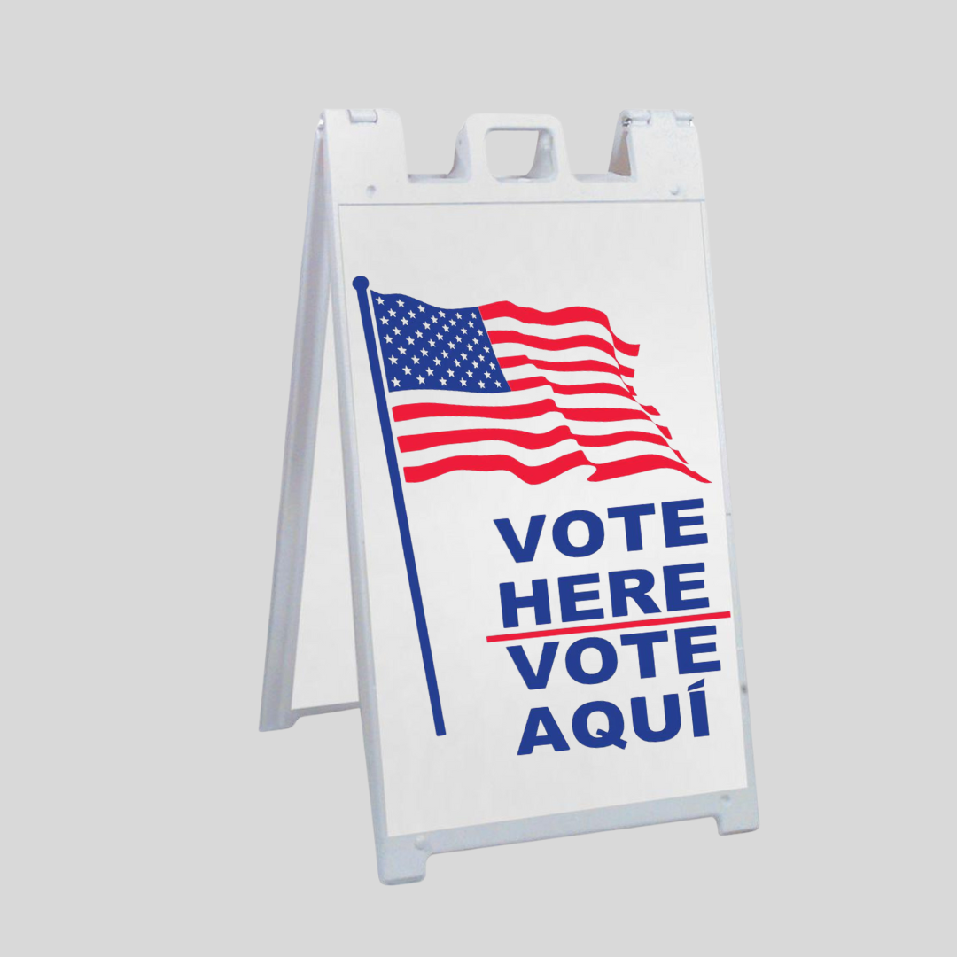 Vote Here-Vote Aqui American Flag Sign SG-203B