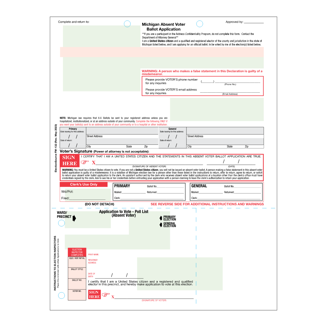 Absent Voter Applications Blank Stock FM-132Blank