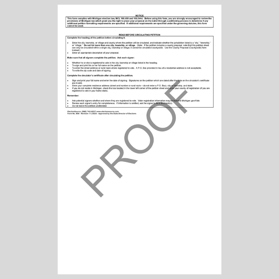 Nominating Petition - County Wide Nonpartisan (PT-806)