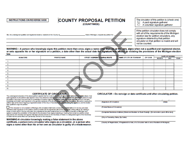 County Proposal Petition (County Wide) PT-845