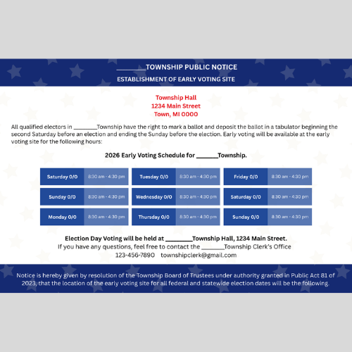 Early Voting Notice Imprinted Postcards EZ-DATA QUOTE (FM-Custom EV Postcard)