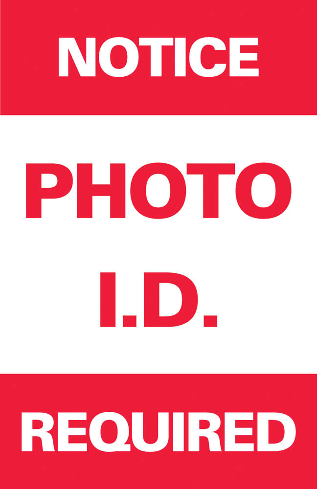 NOTICE PHOTO I.D. REQUIRED SG-301E