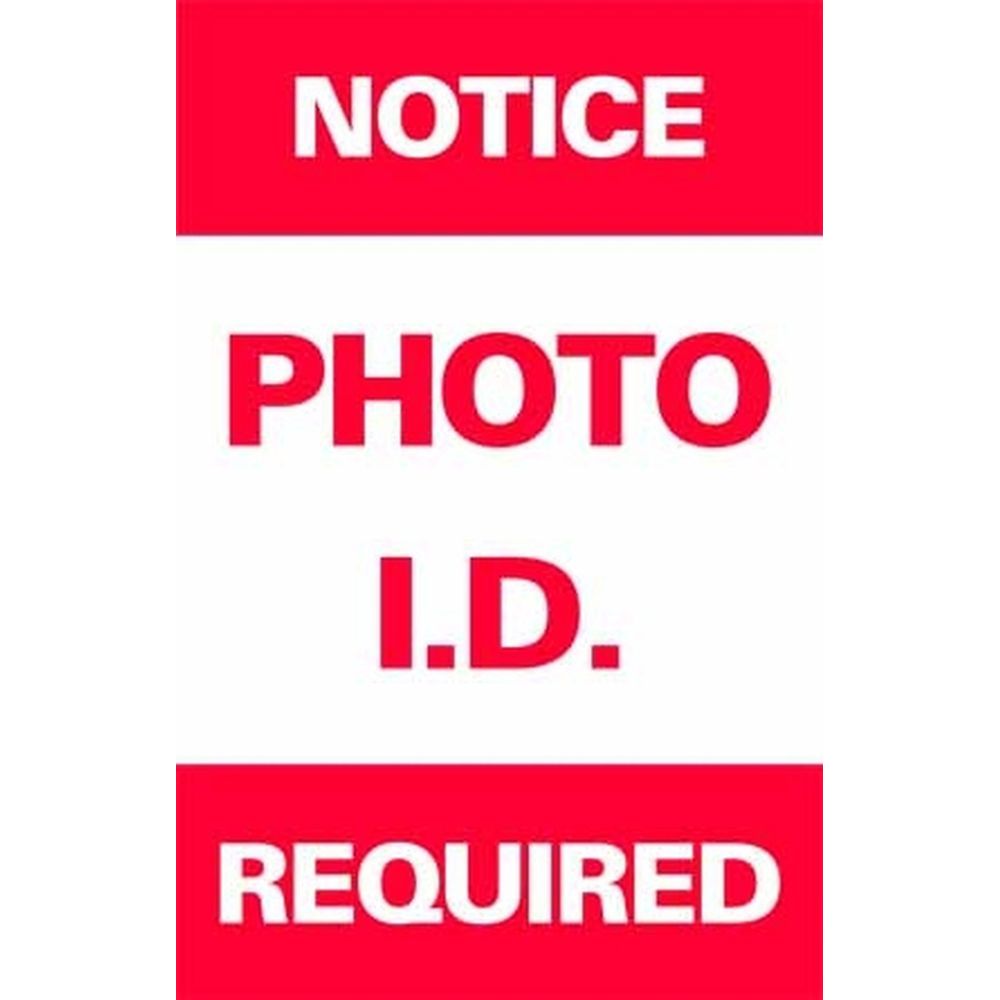 NOTICE PHOTO I.D. REQUIRED DOUBLE SIDED SG-301A2