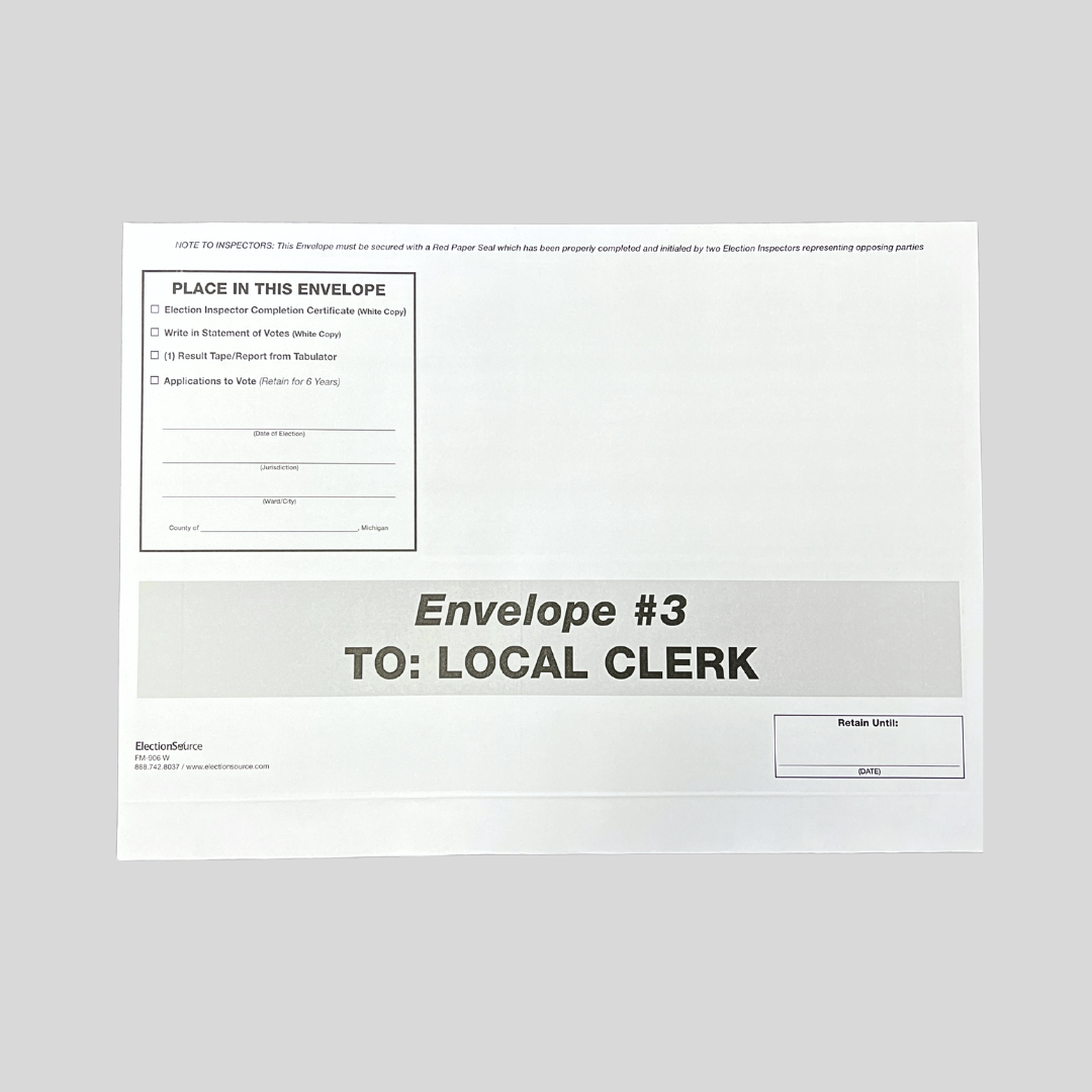 Number Envelope 3: To Local Clerk (FM-906W)