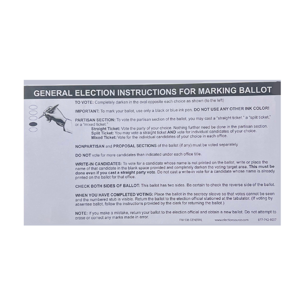 Oval Absent Voter Ballot Marking Instructions General Election FM-506-General