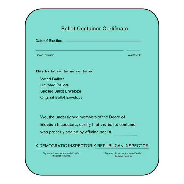 Certificado de contenedor de papeleta