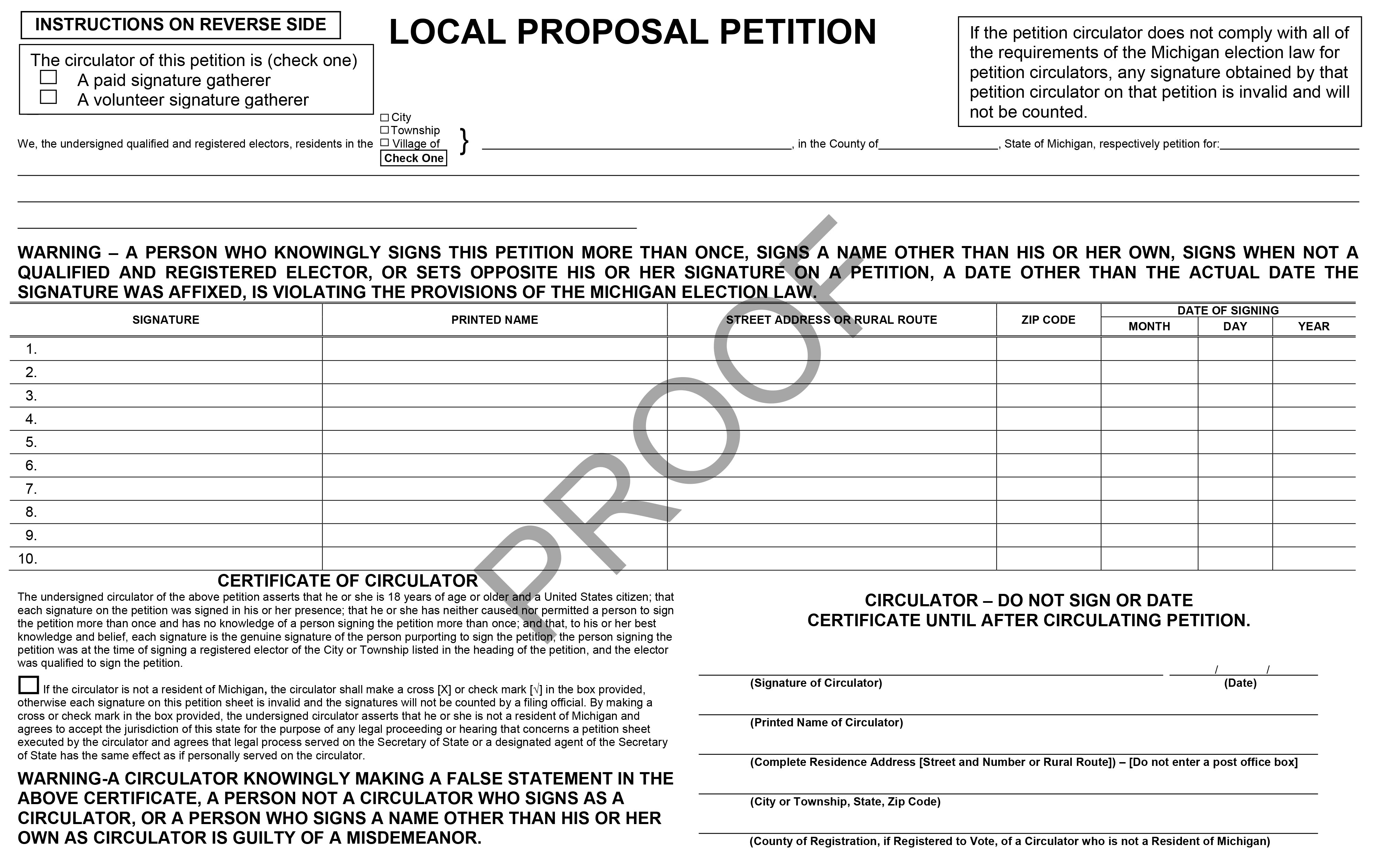 Petición de propuesta local del condado