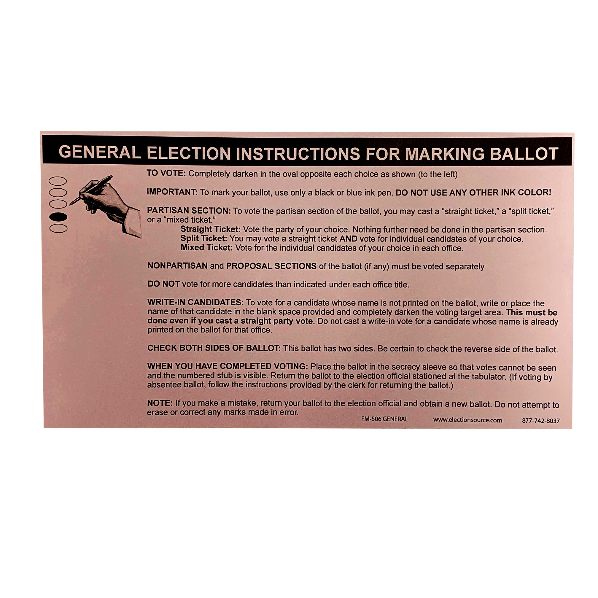 Instrucciones de marcado de boleta de votante ausente ovalada Elección general