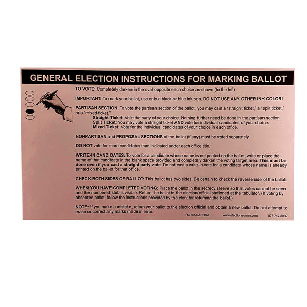 Oval Absent Voter Ballot Marking Instructions General Election