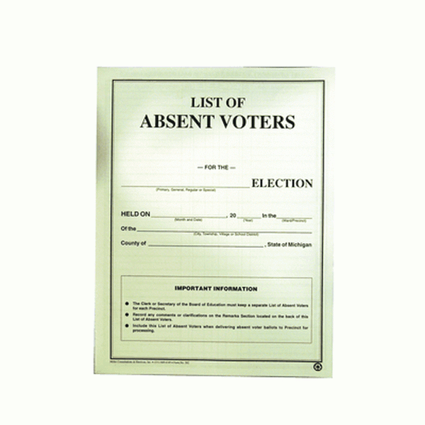 List of Absent Voter Ballots Issued