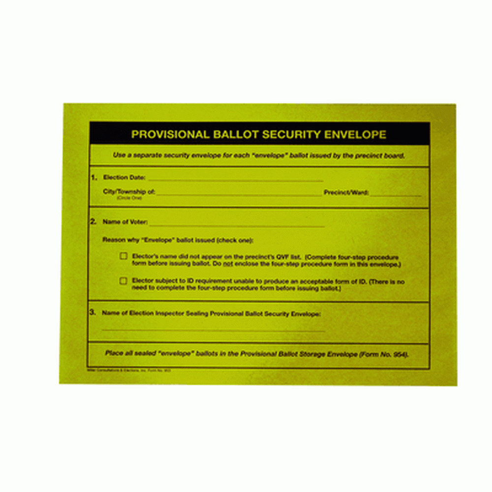 Provisional Ballot Security Envelope