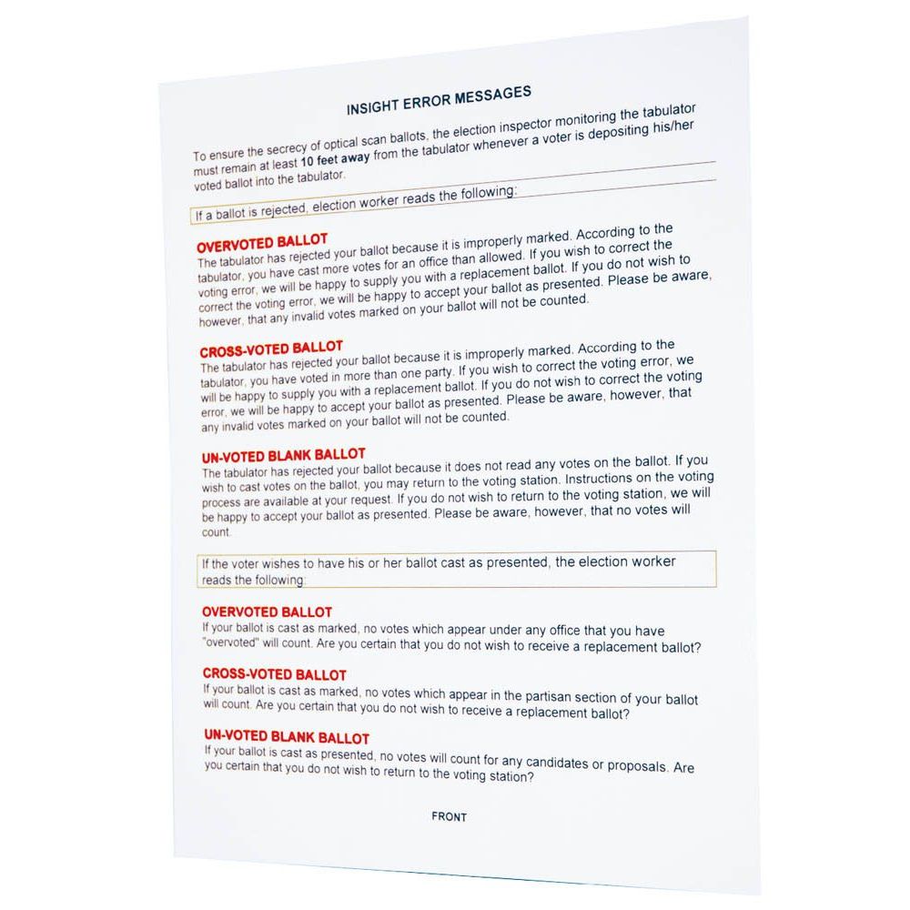 Mylar Instructions for Rejected Ballot (IN-32)