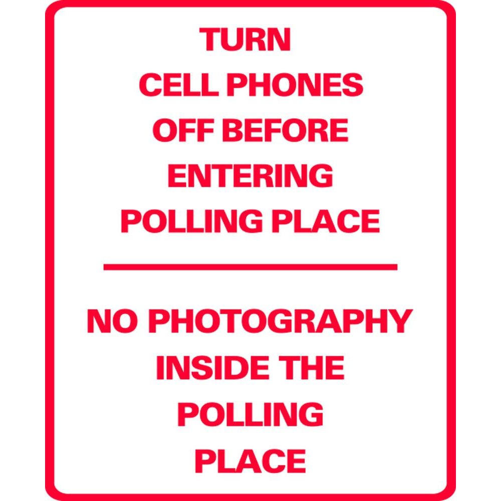 Apague los teléfonos celulares, sin fotografías dentro del lugar de votación SG-218C