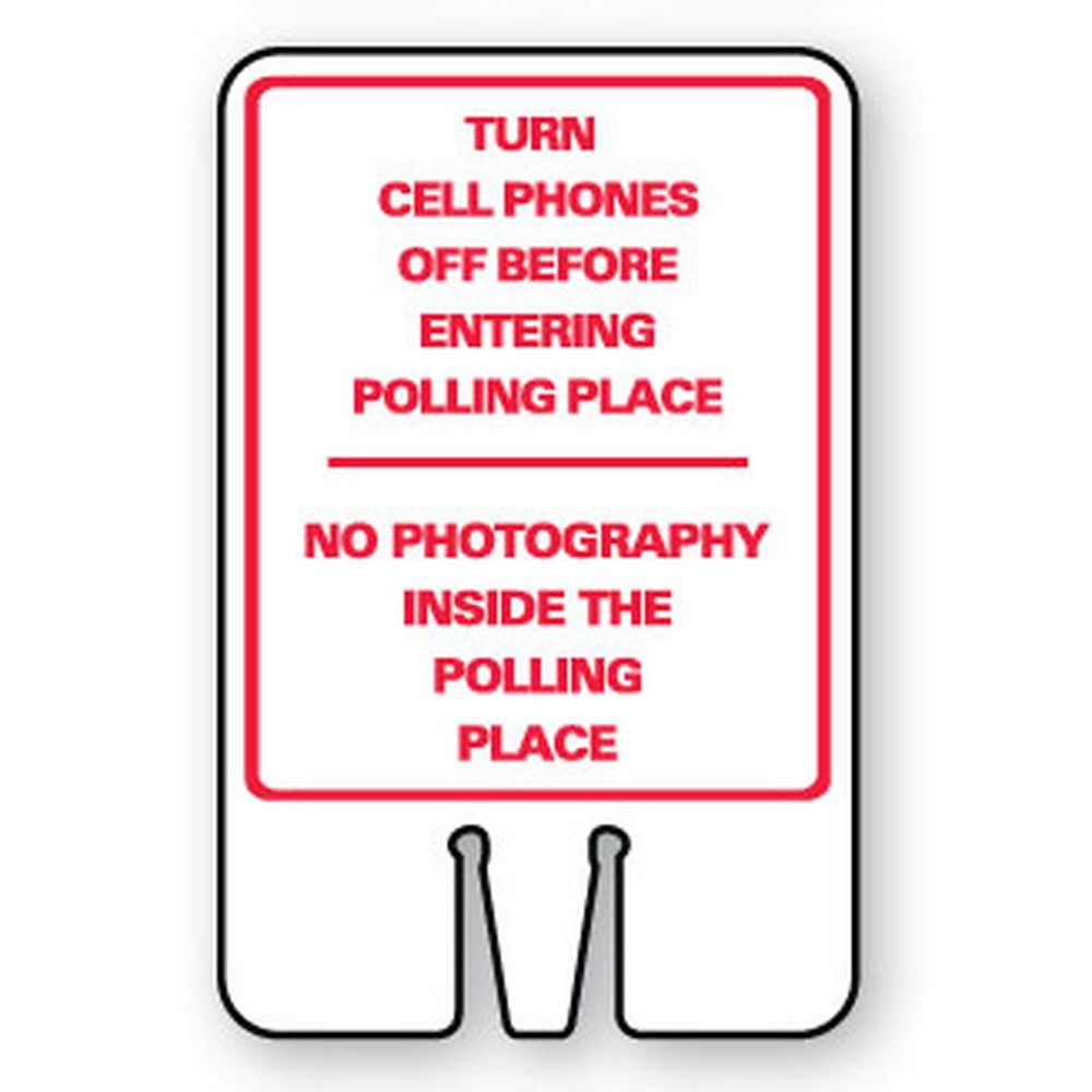 Apague los teléfonos celulares, sin fotografías dentro del lugar de votación SG-218I1