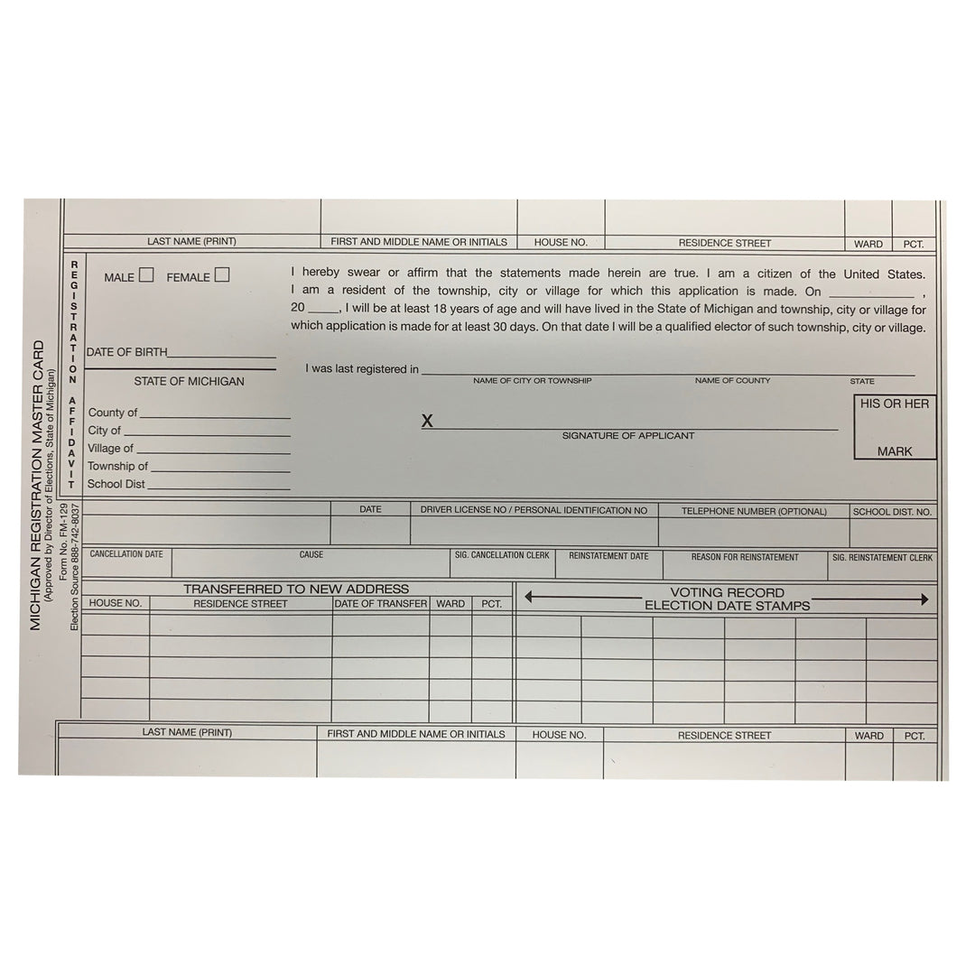 Registration Master Card (FM-129)