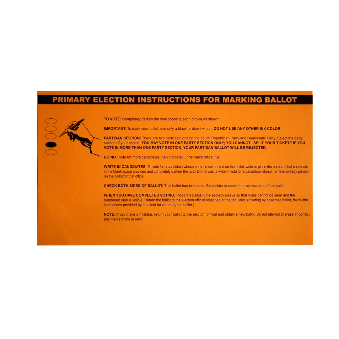 Oval Absent Voter Ballot Marking Instructions Primary (FM-506-Primary)