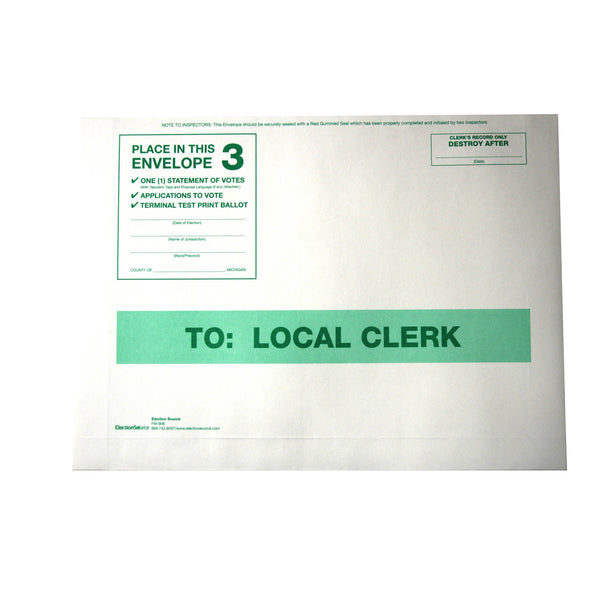 Number 3: To Local Clerk, White Envelope