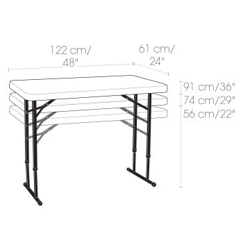 Mesa de recinto plegable de altura ajustable