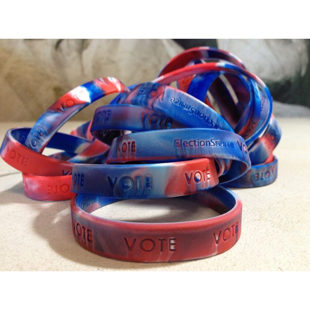 VOTE Wrist Bands in Red, White & Blue - Item No. PS-WBAND
